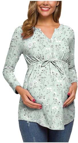 YCBMINGCAN Haut d'allaitement pour femme, t-shirts de grossesse, doux, double couche, manches courtes, cadeau pour jumeaux enceintes, e, M