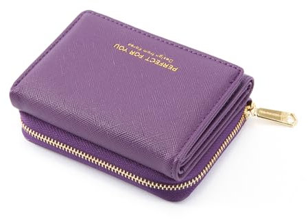 ANYWN Geldbörse Damen klein, Geldbeutel Damen klein, kleines Portemonnaie Damen, Geldtasche klein Damen mit Große Kapazität, Elegante und Süße Damen Geldbeutel mit Großes Münzfach Aubergine