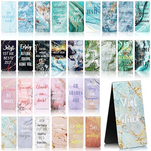 Tenare 30 Inspirierende Magnetische Lesezeichen Magnet Seiten Markierungen Marmor Lesezeichen Abschiedsgeschenk für Schüler Klasse Kollegen Lehrer Buchliebhaber Zubehör für Büro Abschluss Ruhestan