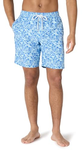 Amazon Essentials Short de Bain à séchage Rapide pour Homme 22,9 cm, Feuilles Tropicales Bleues, Taille XXL