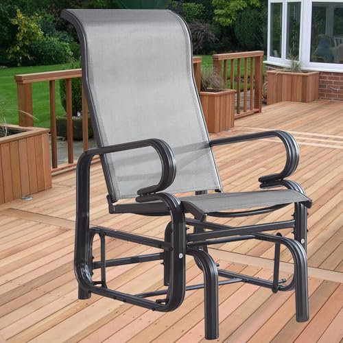 Cozykimo Schaukelstuhl Outdoor, Schaukelstuhl Wohnzimmer, SchaukelstüHle mit Hoher RüCkenlehne, Schaukelsessel Wetterfest Stillsessel, Rocking Chair Schwingsessel (Black)