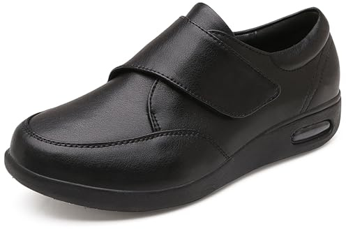 GYCF Homme Femmes Chaussures Diabétiques,Reglable Chaussures pour Pied Hallux Valgus,Extra Large Chaussures Orthopedique Gonflées Le Pied Gonfle Sneakers,Noir,42EU