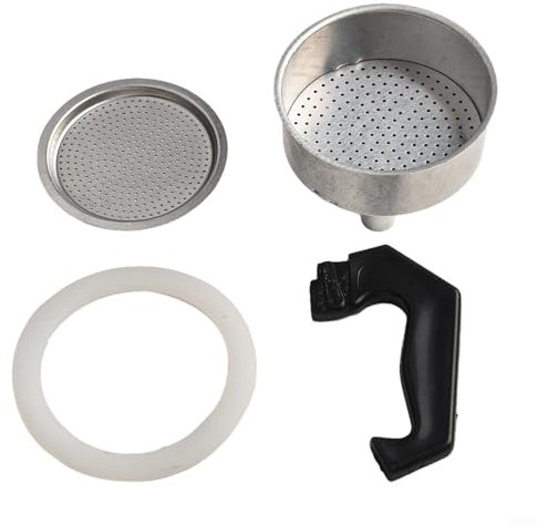 Moka Pot Accessories Set,Espresso Moka Pot Replacement Parts Handle+ Funnel+ Rubber Ring+Filter 3/6/9/12 Cups(3 Cup)