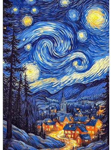 MEIYUDA 5D Diamond Painting Kit Completo Noche Estrellada, Pintura Diamante, Diamond Painting Regalo Niños, Manualidades Adultos Diamond Painting Para Decoración De Pared Del Hogar 30x40cm