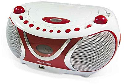 Metronic 477117 Radio / Lecteur CD / MP3 Portable Cherry avec Port USB - Rouge et Blanc
