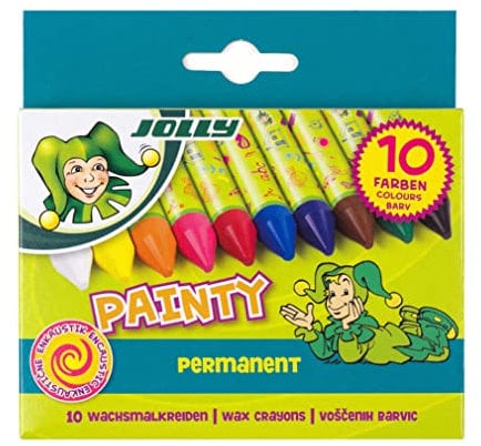 JOLLY Painty Wachsmalkreiden gewickelt, 10er-Kartonetui