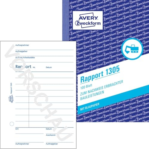 AVERY Zweckform 10 x Formularbuch Rapport A6 vorgelocht 100 Blatt
