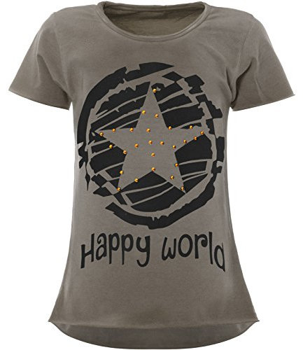 BEZLIT Stern-Print Mädchen Kinder T-Shirt Kunst-Perlen Kurzarm Shirt 22158 Grau Größe 128
