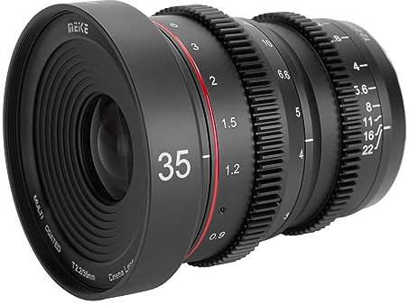 MEKE Mini obiettivo Cine 4K con apertura grande T2.2 da 35 mm, con grande apertura, messa a fuoco manuale, bassa distorsione, per fotocamere Micro Four Thirds M43 MFT, compatibile con fotocamere