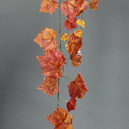 mucplants Künstliche wunderschöne Wein-Girlande Orange 180cm, Weinranke in verschiedenen Orangetönen, Kunstpflanzen, Dekopflanzen