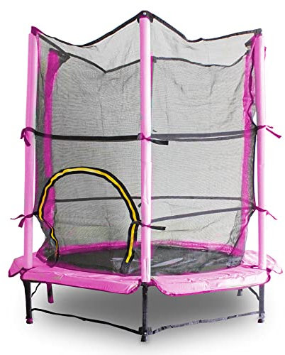 Kindertrampolin Gartentrampolin 140 cm Fitness Trampolin Komplettset für Indoor und Outdoor (Pink)