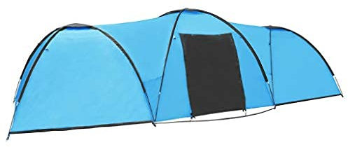 Festnight Camping-Igluzelt 650×240×190 cm 8 Personen Blau Gitterfenster Rei?verschlusstür Campingzelt Kuppelzelt Familienzelt Zelt Trekkingzelt