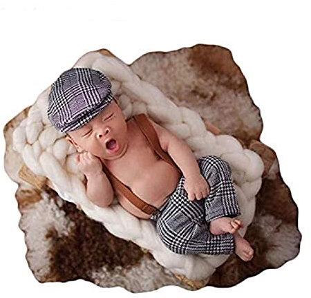 Newborn Baby Girl/Boy Crochet Knit Costume Photography Prop Hats and Outfits (Cool Baby (Grey))
