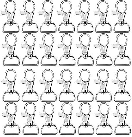 60Pcs Drehbare Schlüsselringe schlüsselanhänger karabinerhaken Verschluss Makramee Schlüsselanhänger Karabiner Drehgelenk Schlüsselanhänger Metall Gurtversteller Set DIY Handwerk für Taschen Gürtel
