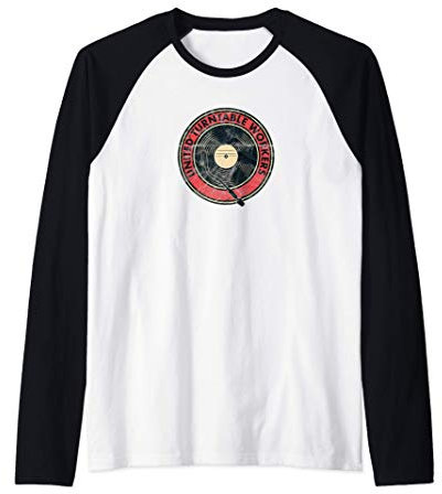 United Turntable Workers DJ Tourne-disque vinyle Nerd Analog Manche Raglan