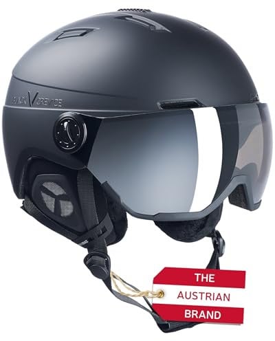 Black Crevice Calgary Ski Helmet with Visor, Black Mat/Silver, S (51-54)