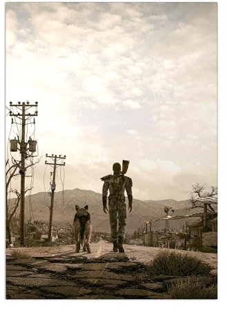 Displate Offiziell Fallout MetallPoster Magnetische Befestigung Inklusive Lizenziert Bilder Hochwertiges Poster Fallout 3 Key Art - The Road 45 cm x 32 cm
