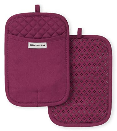 KitchenAid Asteroid Pot Holder 2-Pack Set, Beet, 7x10