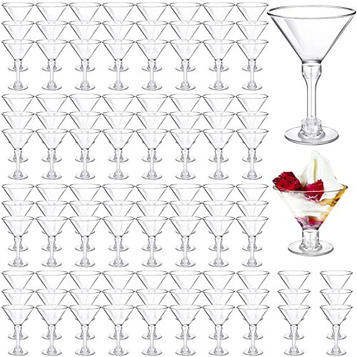 100 bicchieri da Martini in plastica usa e getta, da 141,7 g, bicchieri alti da cocktail in plastica, infrangibili, per antipasti, dessert, margarita, vino, champagne, gelati, matrimoni, feste, bar,
