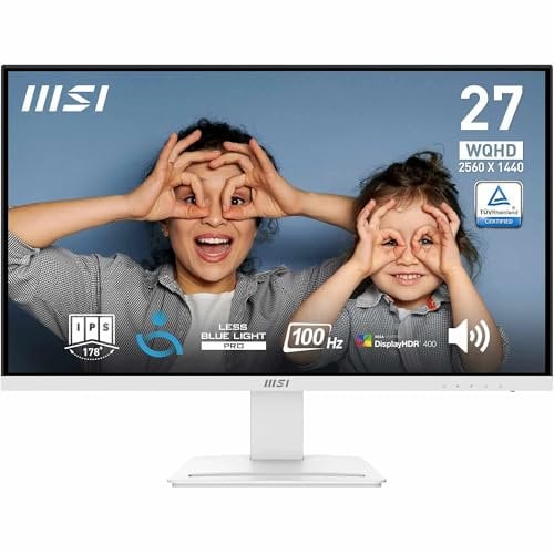 MSI PRO MP273QW E2 27 Inch WQHD Office Monitor - 2560 x 1440 IPS Panel, 100 Hz, Eye-Friendly Screen, Built-in Speakers, Tilt-Adjustable - HDMI 2.0b, DP (1.2a)