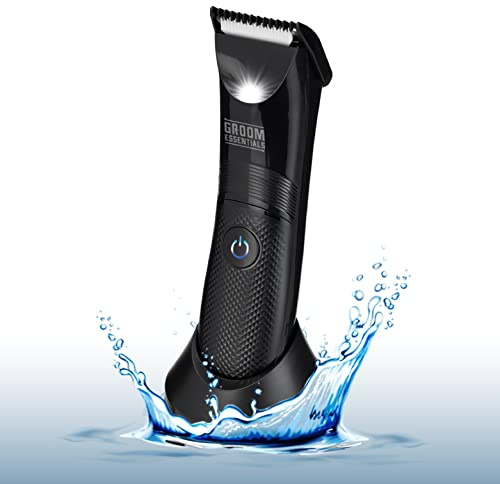 CHARGEWORX Manscape Body Trimmer for Men, Nose Hair Trimmer & Beard Clipper, Electric Groin & Pubic Groomer, Waterproof IPX5, Ceramic Blades, LED Light, Rechargeable Battery Powered