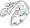Weißer Opal Ring 925 Sterling Silber Ringe Blattring für Frauen für Mädchen Finger Leaf Ring Offen Einstellbar Weihnachten Geschenk