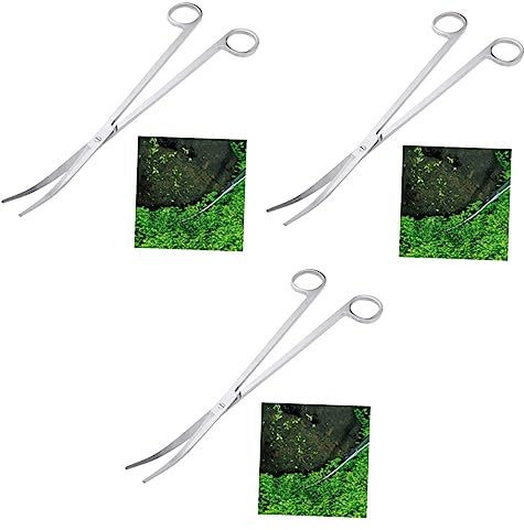POPETPOP 3 Stück 25 Edelstahlschere Mit Gebogener Spitze Wellenschere Aus Edelstahl Wasserpflanzenschere Wasserpflanzenzange Gebogene Aquarienpflanzenschere Gebogene Schere Rostfreier Stahl