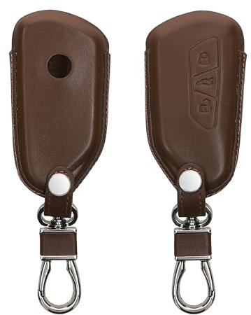 kwmobile Autoschlüssel Hülle kompatibel mit VW Golf 8 3-Tasten Autoschlüssel - Leder Schutzhülle Schlüsselhülle Dunkelbraun