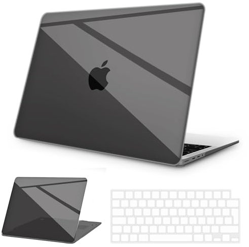 NPUOLS Hülle für MacBook Pro 14 Zoll 2024-2021 M4 M3 M2 M1 Pro Max A3112 A3401 A3185 A2992 A2918 A2779 A2442, Ultradünne Hartschale Snap Case und Ultradünner EU Tastaturabdeckung, Kristall Schwarz