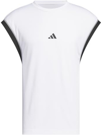 adidas Herren Basketball All World Sleeveless Tank Shirt, White/Black, 3XL