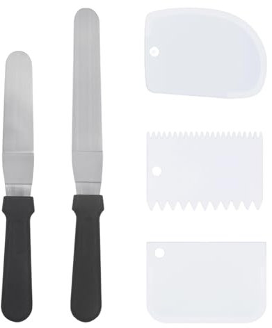 2 Pieces Stainless Steel Spatula, 3 Pieces Plastic Dough Cutter, Cake Decorating Spatula, Stainless Steel Cake Spatula, Smoothing Spatula, Frosting Spatula, Plastic Buttercream Spatula