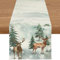 YCOLL Weihnachtsdeko Tisch Tischläufer Weihnachten Tischläufer Grün Winter Wasserabweisend Tischläufer Modern Weihnachtstischläufer für Drinnen und Draußen Party Küche Esstisch Dekoration