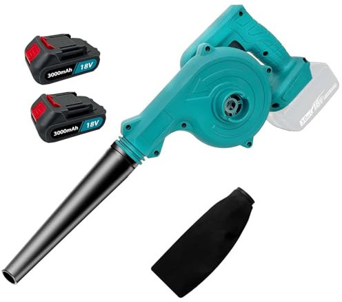 Cordless Leaf Blower, Compatible with Makita 18V Battery,Electric Handheld Blower w/ 2x 3.0Ah Battery & Charger, for Lawn, Yard, Garage, Patio & Sidewalk