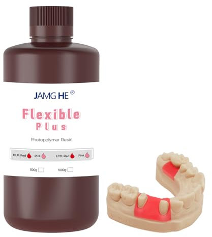 JAMG HE Gingiva Mask Flexible 3D Printer Resin, 3D Printer Gingiva Mask Flexible Artificial Gums Resin Red 500G