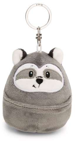 NICI Schlüsselanhänger Chill Waschbär 8cm-grau-Plüsch-Begleiter für Rucksack oder Tasche, Kuschel-Anhänger mit Metallring für Schlüsselbund & Schlüsselhalter | 61759