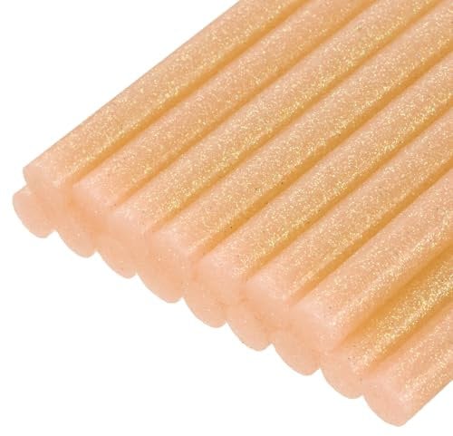 sourcing map 16pcs Mini Hot Glue Gun Sticks 11mm x 100mm Large Glue Sticks for Glue Gun, Glitter Orange
