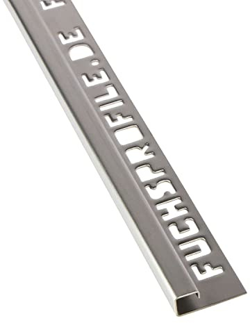 Fuchs PREMIUM Fliesenschiene Quadratprofil V4A Edelstahl gebürstet, 12,5 mm x 250 cm - 10 Stück