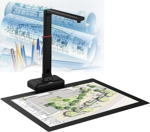 Overhead Document Scanner, High Resolution 23MP USB Camera, 130 Languages OCR, Auto Flatten and Fingerprint Removal Technologies