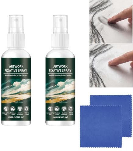Art Fixative Spray - Bearbeitbare klare Versiegelung für Bleistift-, Kohle-, Pastell- und Buntstiftzeichnungen - Wasserdichte Beschichtung ohne Vergilbung zur Konservierung von Kunstwerken (2PCS)