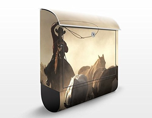 Briefkasten mit Zeitungsrolle Cowboys 46cm x 39cm
