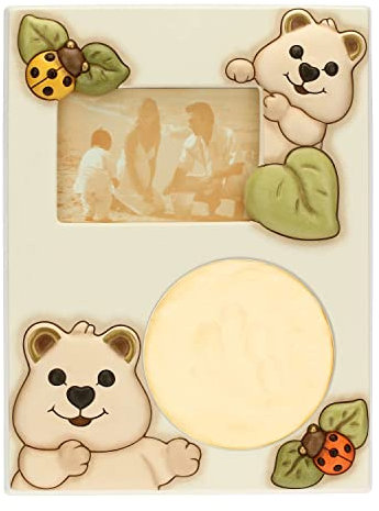 THUN, Portafoto Quokka con Calco Manina in Ceramica Decorata a Mano, Linea Baby, 24.6x3x31.6 cm h, Formato Foto 13.5x9 cm