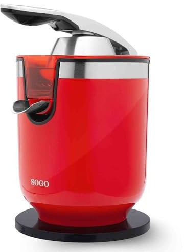Sogo Exprimidor eléctrico de zumo de granada y cítricos con 2 conos y palanca | automático | potente y silencioso | 0,6 Litros | 300w | Rojo (SS-5280)