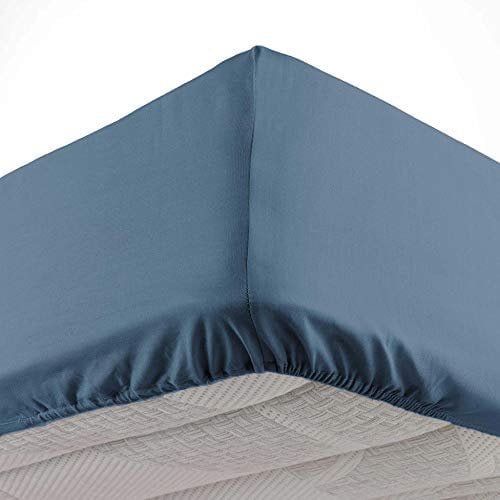 Douceur d'Intérieur, Drap Housse 2 Personnes 140 x 190 cm Microfibre Unie Oscar Bleu Nuit, 100% Polyester 1643698