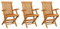 vidaXL 3X Teak Massiv Gartenstuhl Hochlehner Holzstuhl Gartenstühle Sessel Gartensessel Stuhl Stühle Gartenmöbel Balkonstuhl Terrasse