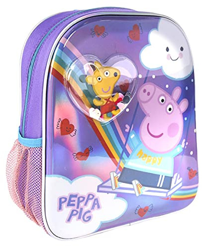 CERDÁ LIFE'S LITTLE MOMENTS, Mochila Infantil con Burbuja y Confetti de Peppa Pig-Licencia Oficial Nickelodeon para Niñas, Morado, Edad recomendada-2-6 años