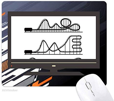 Amusement Park Black Roller Coaster Outline Computer Non-Slip Rubber Mousepad Game Office