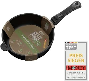 EatSmarter! Sonder-Edition Die Pfanne fürs Leben by AMT, Ø 24 cm, 7 cm hoch, abnehmbarer Stiel, nachhaltig und klimafreundlich, Wiederbeschichtung möglich, induktionsgeeignet, AMZN-ESO-I-724-PFL-AS