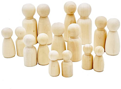 60 Stück Holz-Puppe, unlackiertes Holz, weiblich, männlich, schlicht, blanko, Engelspuppen für Heimwerker, Handwerk, Hochzeit, Party