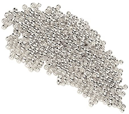 500 Stück Quetschperlen 2 Mm Rohr Crimp End Spacer Stopper Perlen für Ohrring Halskette Anhänger DIY Schmuckherstellung(Silber)