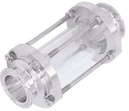 Mirilla en Línea, Mirilla Sanitaria Fácil de Observar Acero Inoxidable SUS304 PN6 Presión Máxima Agujero Completo con Extremo de Abrazadera para Líquido (Tubo de flujo OD 32 mm)